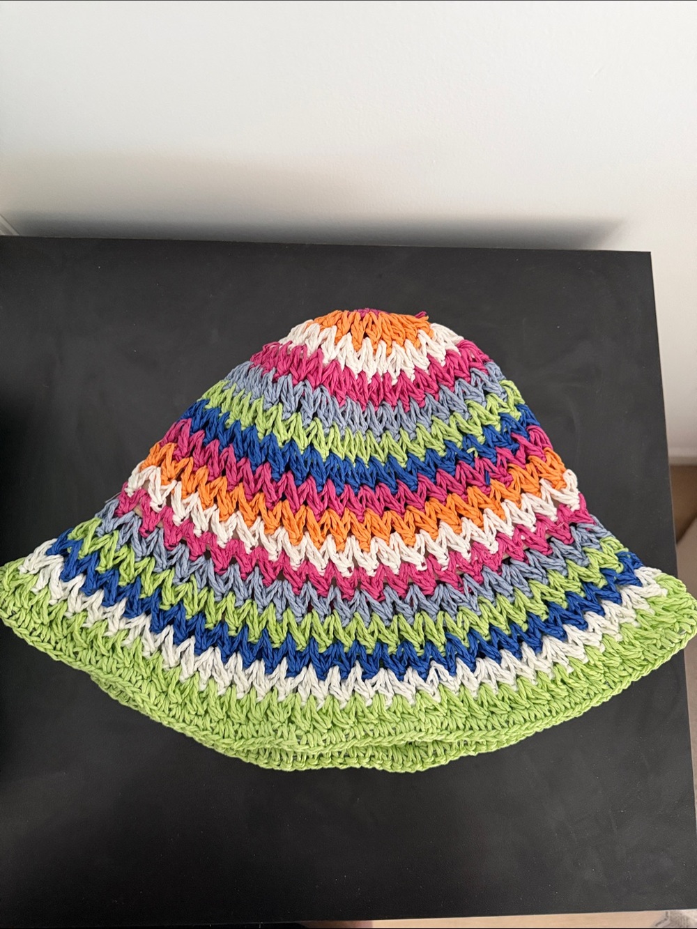 SHEIN Kids Crochet Bucket Hat in Green, Blue, Pink & Orange
